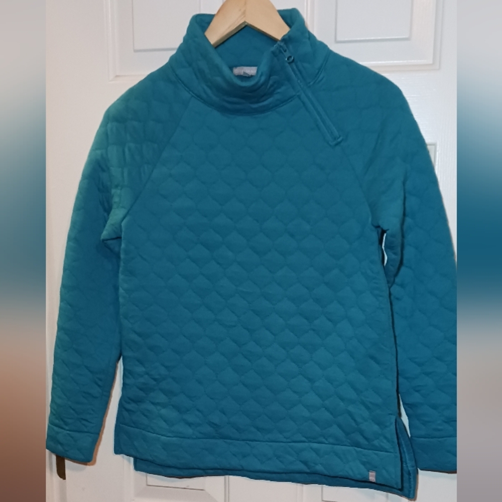 T By Talbots Teal Quilted Pullover Jacket